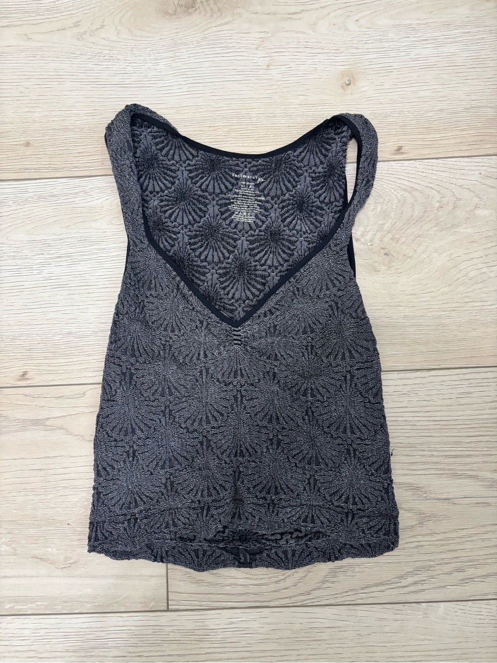Free People Dark Gray Lace Knit V-Neck Tank